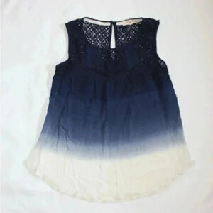 Rewind Women’s Sleeveless Lace Top SMALL 3 Tone Dark Blue to White Colorblock
